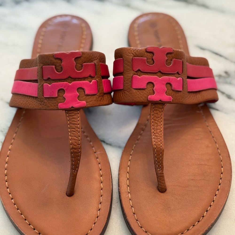 Tory Burch Brown and Pink Women's Sandals